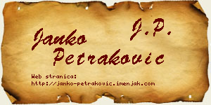 Janko Petraković vizit kartica
